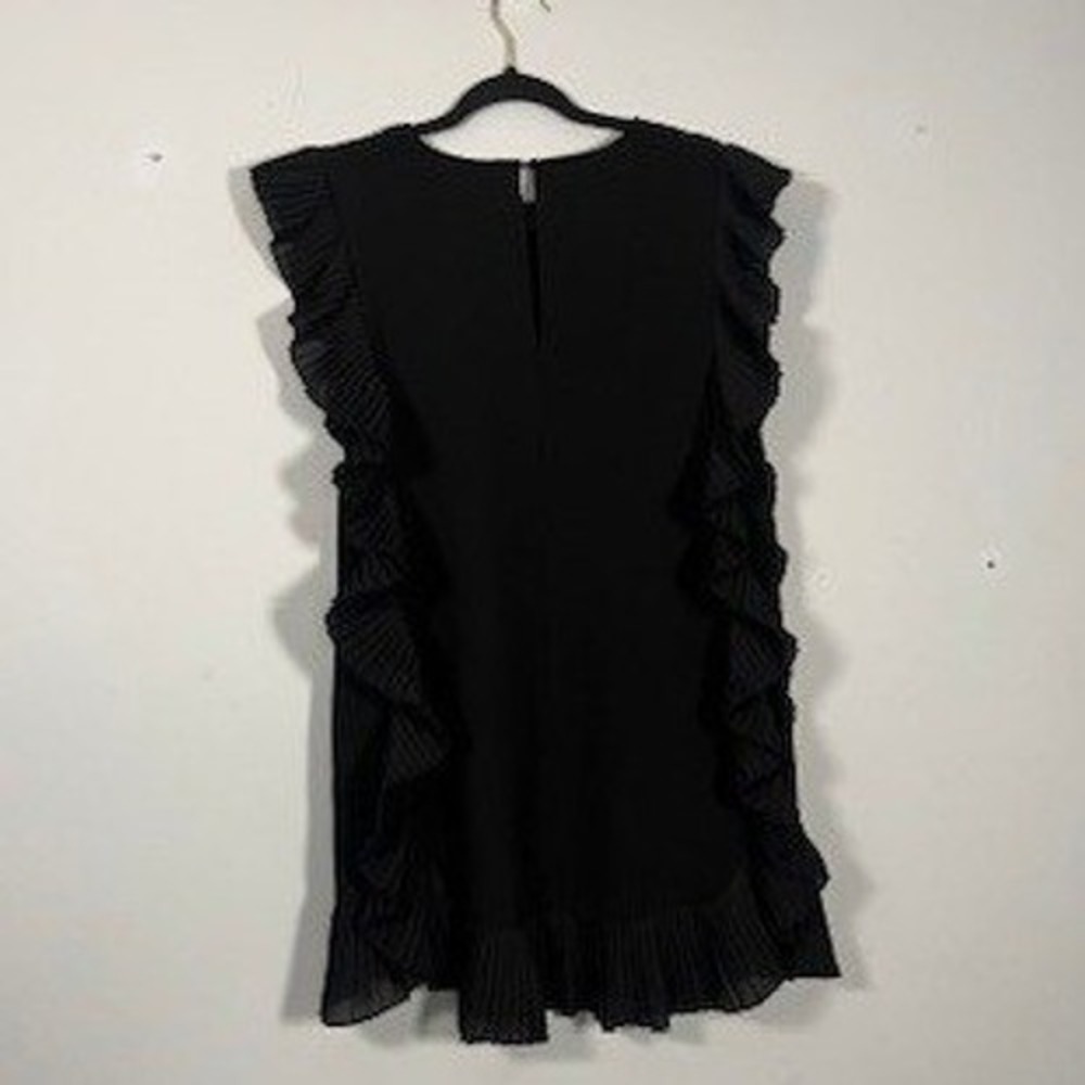 TCEC Womens Black Ruffle Trim Shabby Chic Party Elegant Sleeveless Mini Dress Sm - Picture 7 of 7